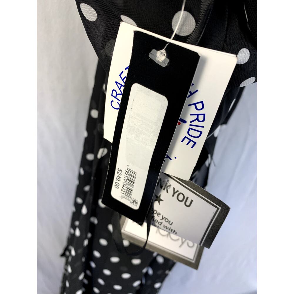 Betsy & Adam Delphine Polka Dot Chiffon Gown Black White Size 4 NWT - Picture 5 of 5